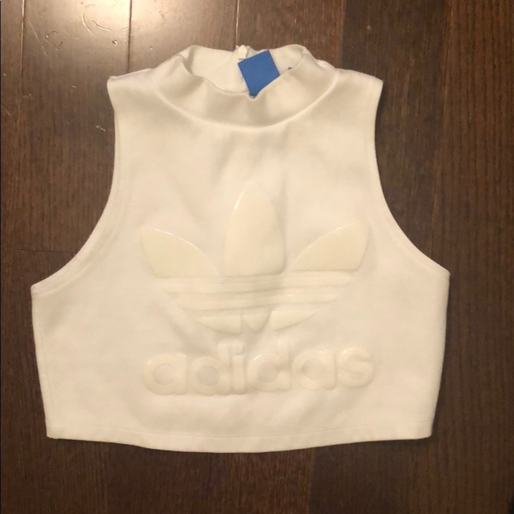 White adidas crop top limited edition